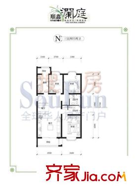 顺鑫澜庭户型图N户型 3室2厅2卫1厨