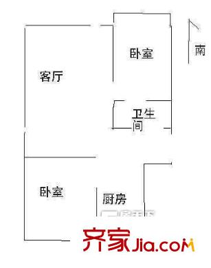 溪水花园户型图户型图 2室1厅1卫1厨
