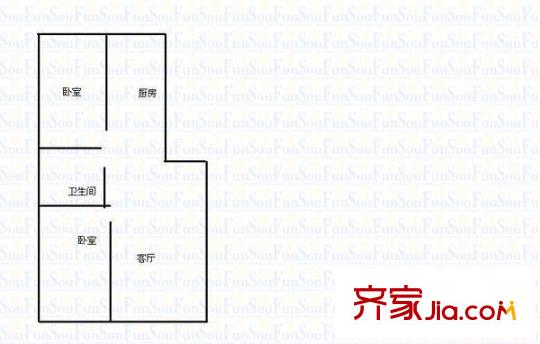 溪水花园户型图户型图 2室1厅1卫1厨