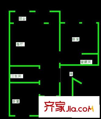 滨河小区户型图户型图 2室1厅1卫1厨