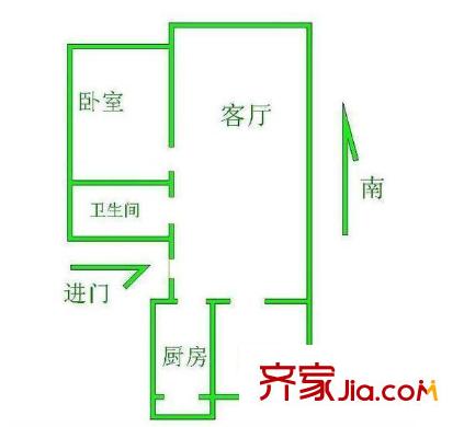 溪水花园户型图户型图 2室1厅1卫1厨