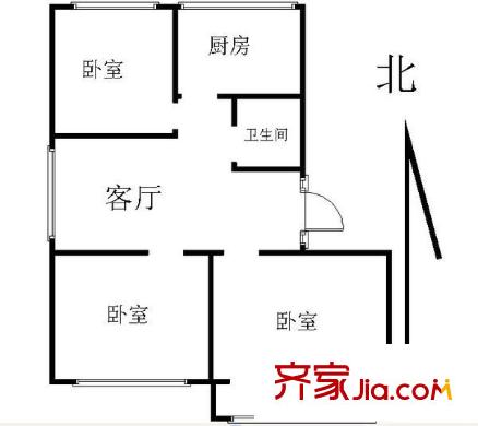 滨河小区 3室1厅 户型图