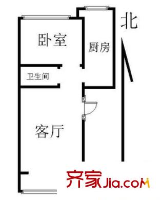 滨河小区 1室1厅 户型图