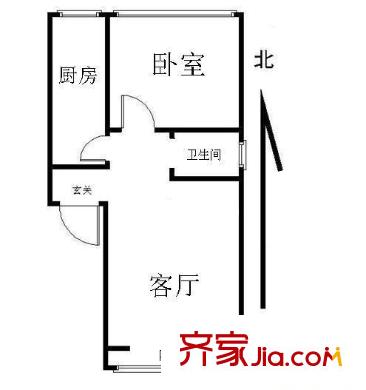 滨河小区 1室1厅 户型图