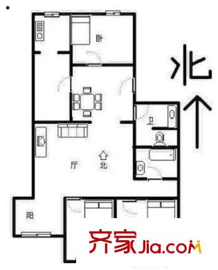 西辛南区 3室1厅 户型图