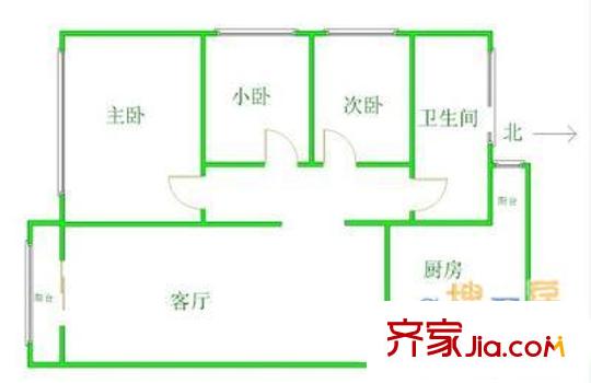 华典家园 3室 户型图
