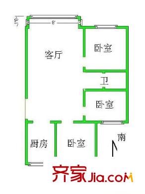 西辛南区 2室2厅 户型图