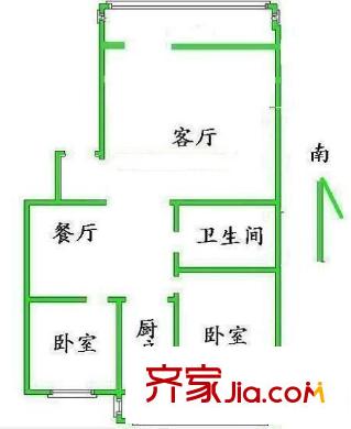 西辛南区 2室2厅 户型图