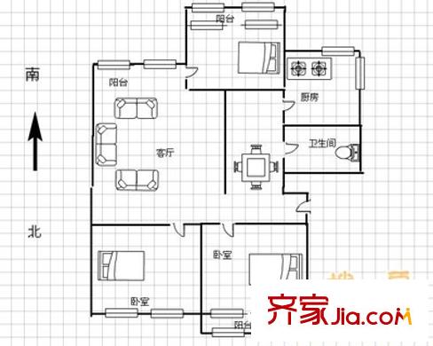 空军大院 3室 户型图