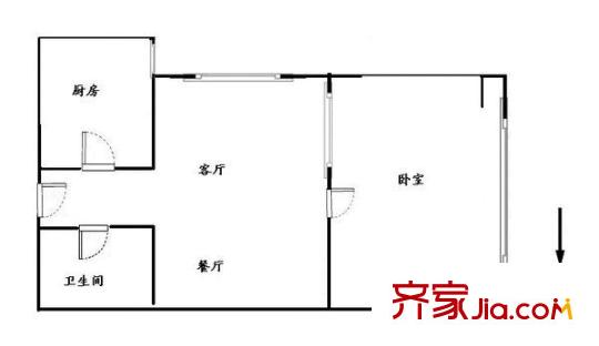 嘉瑞通小区 1室 户型图
