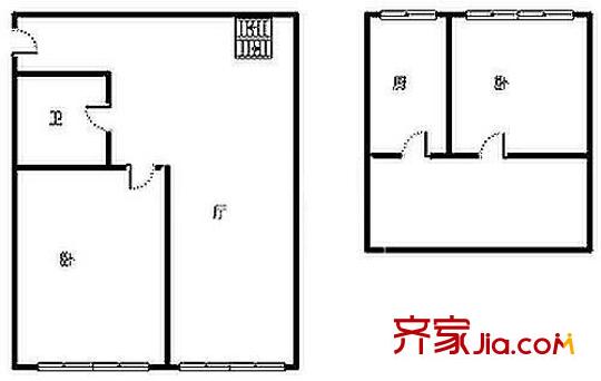 雅丽世居户型图户型图 2室1厅1卫1厨