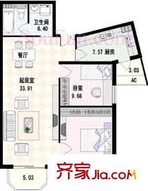清上园户型图户型图 2室2厅1卫1厨