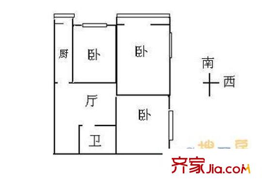 二里庄北里户型图户型图 3室1厅1卫1厨