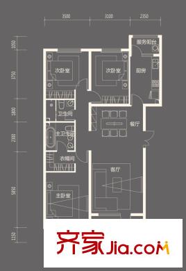 中粮祥云国际生活区A1户型 3室2厅2卫1厨