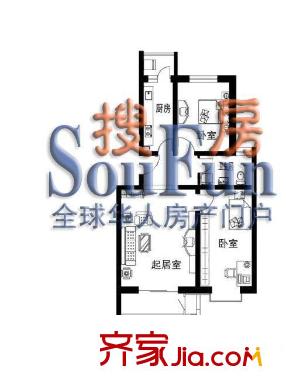 佑民雅居户型图B2户型 2室1厅1卫1厨