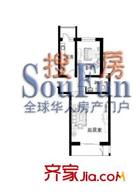 佑民雅居户型图C1户型 1室1厅1卫1厨