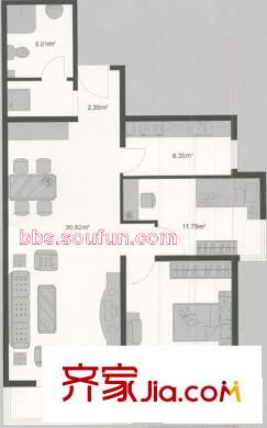 常青藤嘉園戶型圖純粹享受 2室1廳1衛(wèi)1廚
