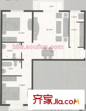 常青藤嘉園戶型圖通透二居 2室1廳2衛(wèi)1廚