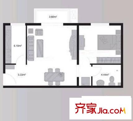 常青藤嘉園 1室 戶型圖