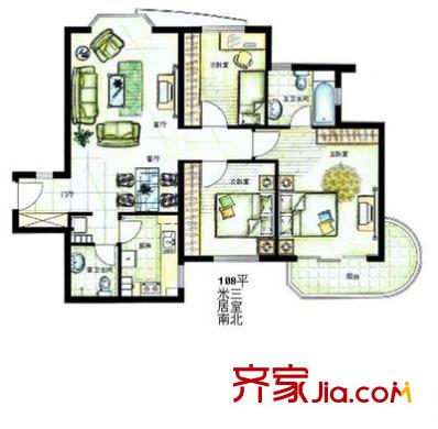 佑民雅居 3室 户型图