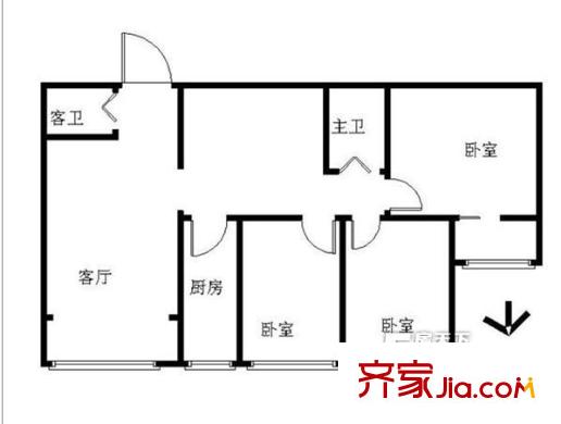 富宏馨居戶型圖戶型圖 3室1廳2衛(wèi)1廚
