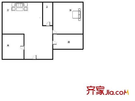 复兴南里 2室 户型图