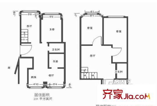 雅丽世居户型图户型图 4室2厅2卫1厨