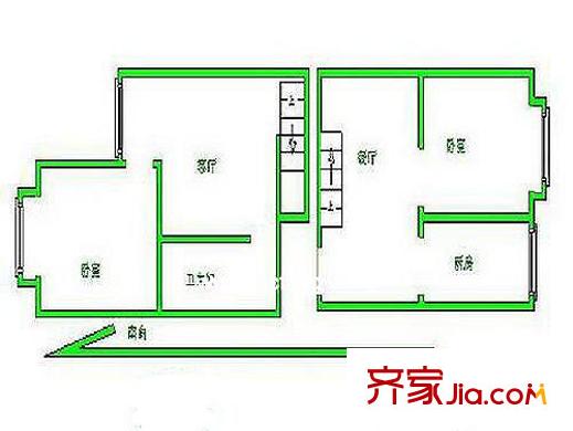 雅丽世居户型图户型图 2室2厅1卫1厨