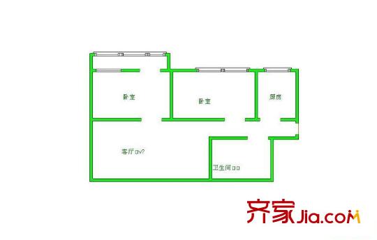 二里庄北里户型图户型图 2室1厅1卫1厨