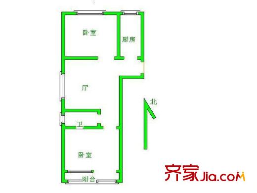 二里庄北里户型图户型图 2室1厅1卫1厨