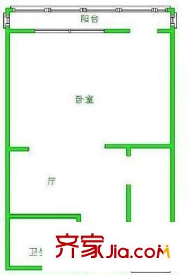 复兴北里 1室 户型图