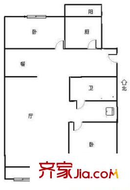 复兴北里户型图户型图 2室1厅1卫1厨