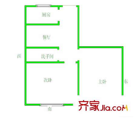 复兴北里户型图户型图 2室1厅1卫1厨