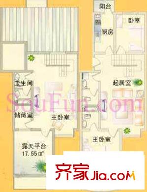 新华联锦园户型图户型图 3室2厅3卫1厨
