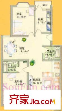 新华联锦园户型图户型图 2室2厅2卫1厨