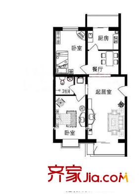 佑民雅居户型图户型图 2室2厅1卫1厨