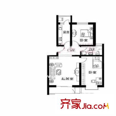 佑民雅居户型图户型图 2室1厅1卫1厨