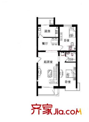 佑民雅居户型图户型图 2室1厅1卫1厨