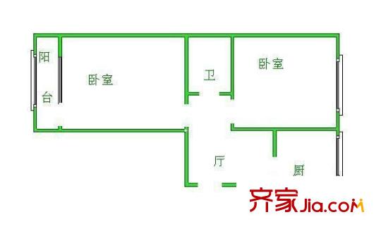 校場口三條 1室 戶型圖