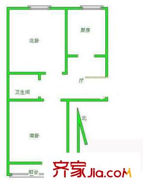 阜成路甲3号院户型图户型图 2室1厅1卫1厨