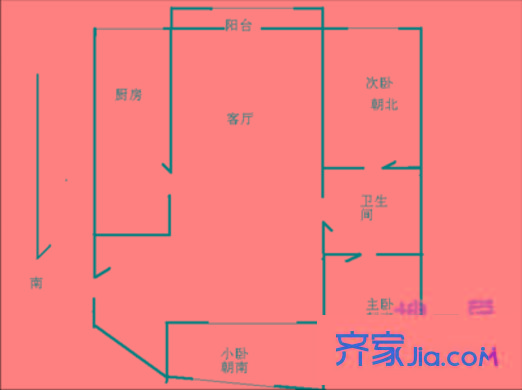 复兴北里户型图户型图 3室1厅1卫1厨