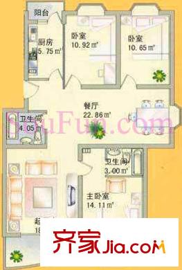 新华联锦园户型图户型图 3室2厅2卫1厨