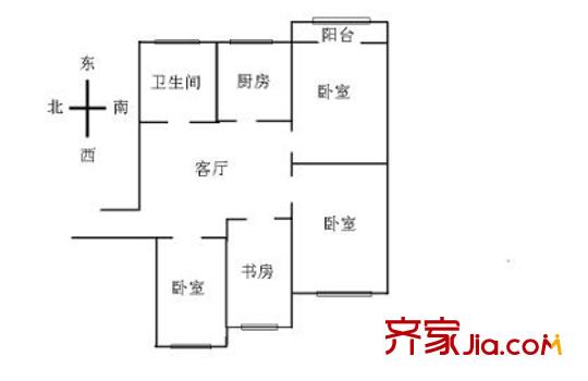 北平里户型图户型图 4室1厅1卫1厨