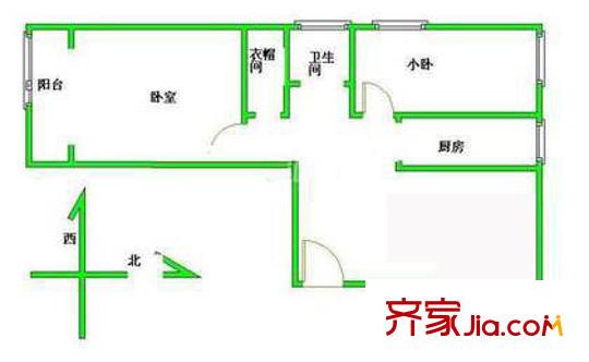 阜成路甲3号院户型图户型图 2室1厅1卫1厨