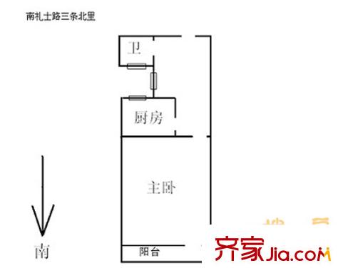 小馬廠南里戶(hù)型圖戶(hù)型圖 1室1廳1衛(wèi)1廚