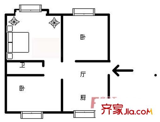 西潞南里户型图户型图 3室1厅1卫1厨