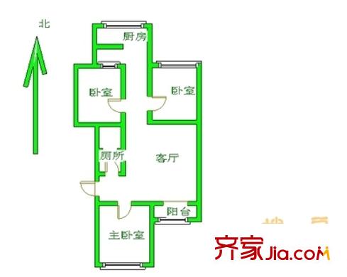 西潞南里户型图户型图 3室1厅1卫1厨