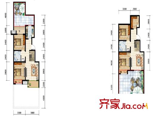 愛方城戶型圖A-1戶型 2室1廳1衛(wèi)1廚
