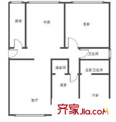 北平里户型图户型图 3室1厅2卫1厨