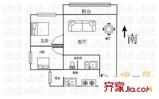 蓮花池東路甲5號院戶型圖戶型圖 2室1廳1衛(wèi)1廚